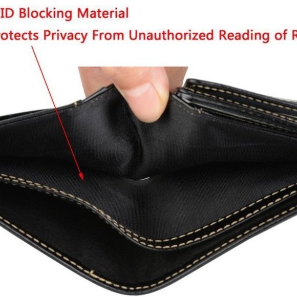 WOMENS BLACK TRI-FOLD LEATHER WALLET, ID WINDOWS, 13 CREDIT CARD SLOTS - Picture 5 of 7